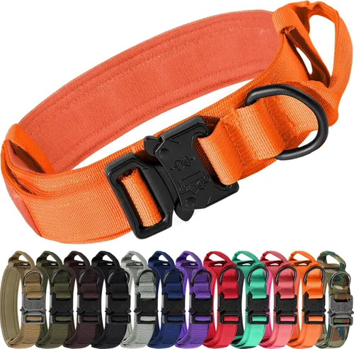 Miniatura 10 de Joytale Collar táctico para perro con asa, collar militar ajustable y resistente con 2 parches para entrenamiento, adecuado para perros medianos