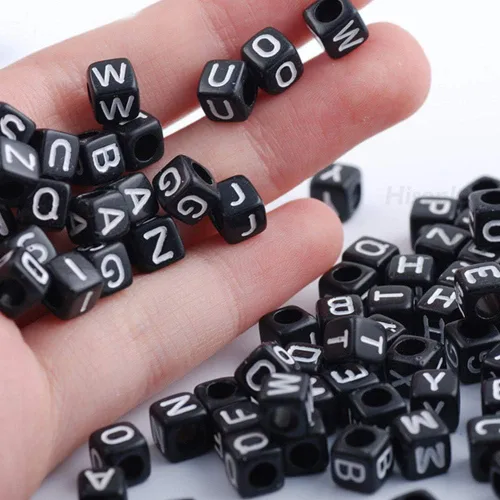 Miniatura 2 de ToBeIT Cuentas acrílicas del alfabeto de la A a la Z, 1000 cuentas para hacer joyas, pulseras, collares (0.236 pulgadas) (negro)
