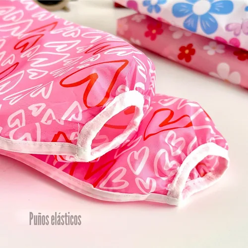 Miniatura 7 de PandaEar Paquete de 5 baberos de manga larga para bebé, babero impermeable de manga completa para bebés de 6 a 36 meses Rosa