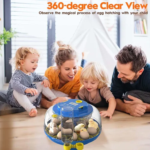 Miniatura 7 de Incubadora para incubación de huevos-18 huevos con giro automático de huevos y control de humedad Vista de 360 ° Incubadora de Huevos, patos