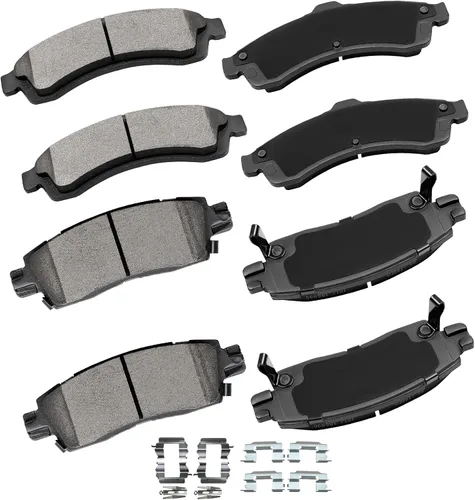 CCIyu Juego de pastillas de freno de cerámica delanteras y traseras D882/D883 para Buick Rainier (2004-2005), Chevrolet SSR (2003-2005), Chevrolet