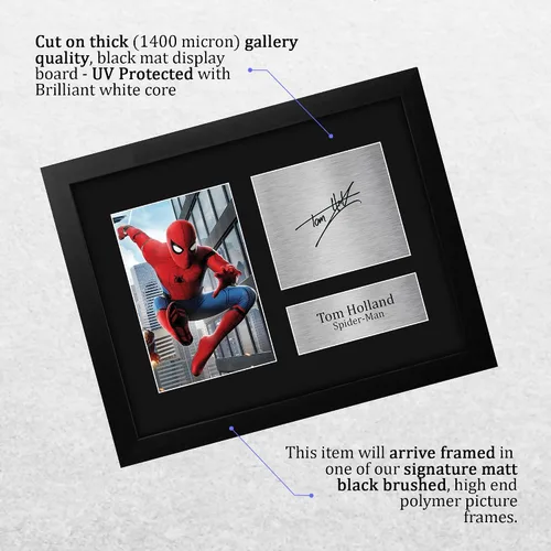 Miniatura 3 de HWC Trading Tom Holland Regalo USL con Marco Autógrafo Impreso Firmado Spiderman Regalos Foto Impresión Cuadro - Tamaño Carta de EE. UU