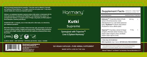 Miniatura 5 de Kutki Supreme - Medicina ayurvédica Harmony Nutraceuticals para una piel sana, sistemas inmunológicos y respiratorios - 120 cápsulas orgánicas
