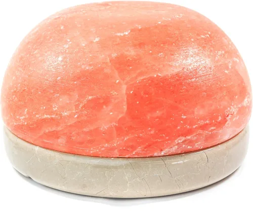 Himalayan Secrets® Lámpara de cúpula de sal | para calentar manos y pies (base de piedra Tavera de 9 pulgadas)