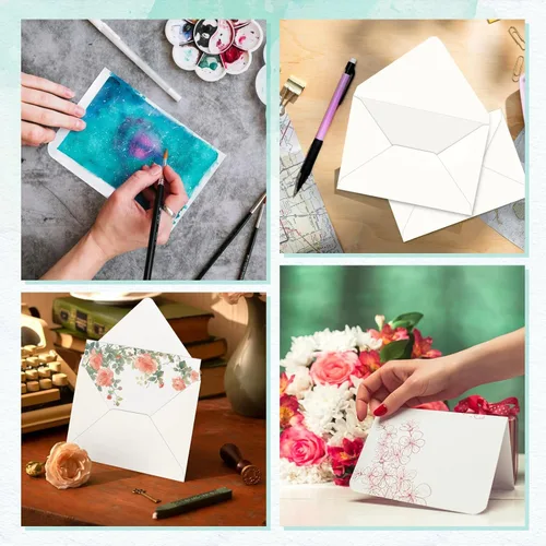Miniatura 7 de Vmiapxo 50 juegos de tarjetas de acuarela en blanco con sobres, peso pesado de 5 x 7 pulgadas, 100% algodón, 140 libras/10.58 oz/m², postales