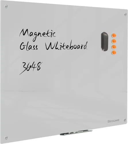 Miniatura 9 de Pizarra de Vidrio Negro Magnética de Borrado en Seco - Pizarra Negra de 48 x 36 Pulgadas Montada en Pared de Vidrio, Pizarra de Vidrio Negro Grande
