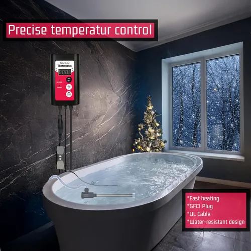 Miniatura 5 de Calentador de agua de inmersión de titanio de 240 V 3000 W, calentador de agua para piscina y bañera, calentador sumergible eléctrico portátil