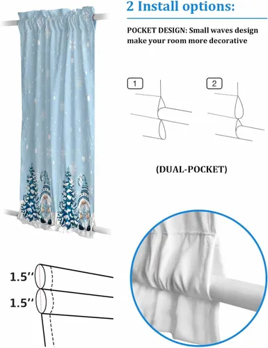 Miniatura 3 de Cortinas opacas de Navidad para puerta francesa, de vidrio, para puerta delantera, trasera, puerta de patio, aislamiento térmico, con bolsillo