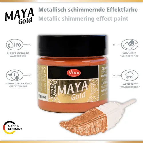 Miniatura 2 de Viva Decor Maya Gold (Plata) 1.52 onzas líquidas - Pintura acrílica metálica brillante para trabajos creativos en madera, vidrio y porcelana.