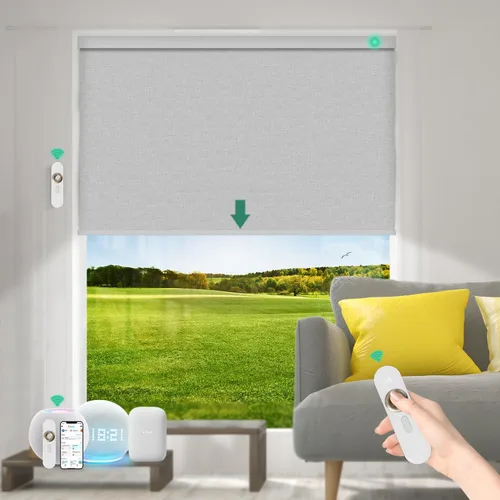 Miniatura 11 de Persianas motorizadas con control remoto [motor 100% opacas y silencioso] Persianas inteligentes compatibles con Alexa Google HomeKit, persianas