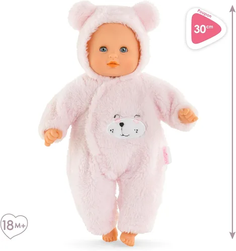 Miniatura 2 de Corolle My First Baby Doll Oso de Peluche Abrazable - Muñeca bebé niño suave de 12" con aroma a vainilla, atuendo de oso rosado y ojos para dormir