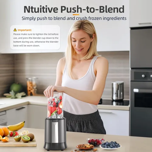 Miniatura 3 de Licuadora de batidos, licuadora personal de 1300W para batidos, licuados y extracciones de nutrientes con 2 botellas portátiles de 27oz libres