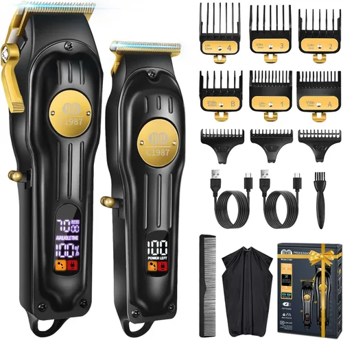 CIICII Juego de cortapelos y recortadores de pelo para hombre, cortapelos profesionales inalámbricos para cortar el cabello (kit de corte de pelo