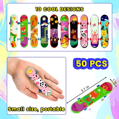 Miniatura 2 de LovesTown 50 patinetas de dedo para recuerdos de fiesta, mini patineta para dedos, juguetes de regalo para niños, cumpleaños, bolsas de regalo