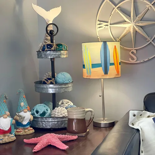 Miniatura 2 de Zeckos Lámpara de mesa de acero inoxidable de 18 pulgadas, un acento de decoración temática de playa perfecto con cautivadora pantalla de tabla