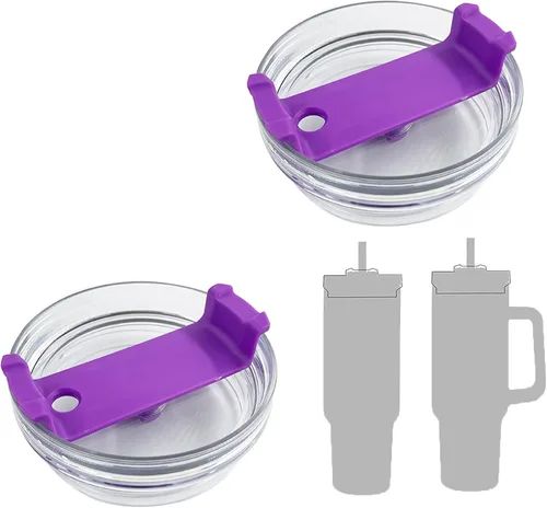 Miniatura 9 de Paquete de 2 tapas para vaso de 40 onzas compatibles con Stanley Quencher, cubiertas de vaso de acero inoxidable a prueba de derrames y resistentes