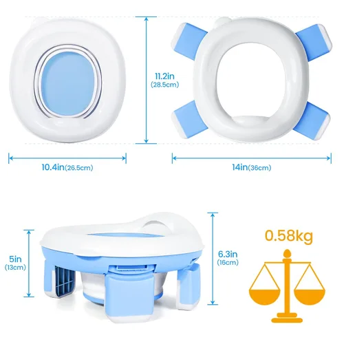 Miniatura 8 de Orzbow Inodoro portátil de entrenamiento para ir al baño, asiento de viaje para niños y niñas con protector contra salpicaduras, artículos Azul