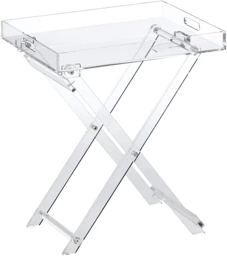 Miniatura 5 de Designstyles Mesa plegable de acrílico - Escritorio moderno y elegante - Mesa de servicio de cocina y bar - Elegante diseño transparente (ahumado)