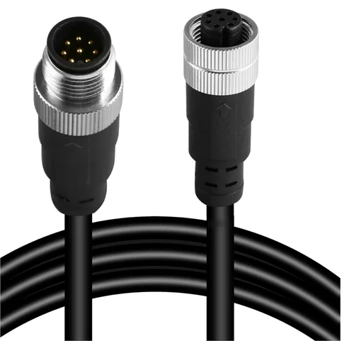 Cable conector macho a hembra M12 de 8 pines – Cable de extensión de sensor impermeable industrial, cable de señal seguro codificado A para