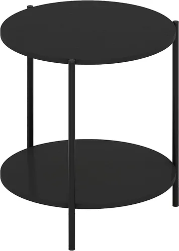 Miniatura 4 de Furinno Besi - Mesa auxiliar redonda moderna de 2 niveles con patas de metal resistentes, 15.55 pulgadas de ancho x 10.58 pulgadas de alto x 5.46
