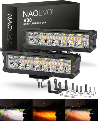 Miniatura 10 de Barra de luz LED NAOEVO de 6 pulgadas, 50 W, 4000 lm, luces antiniebla LED, combo de haz de luz de punto y de inundación para camiones, coches