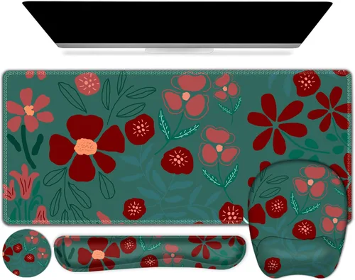 Miniatura 34 de Alfombrilla de ratón grande 4 en 1, juego de reposamuñecas para teclado, alfombrilla de ratón ergonómica con soporte para la muñeca, alfombrilla