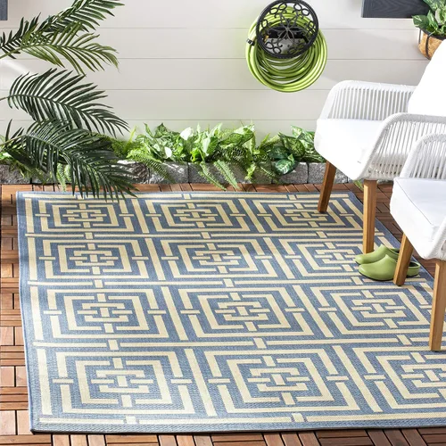 Miniatura 35 de SAFAVIEH Courtyard Collection CY6937 - Alfombra decorativa para interiores y exteriores, impermeable, fácil de limpiar, 2 pies 3 pulgadas x 6 pies 7