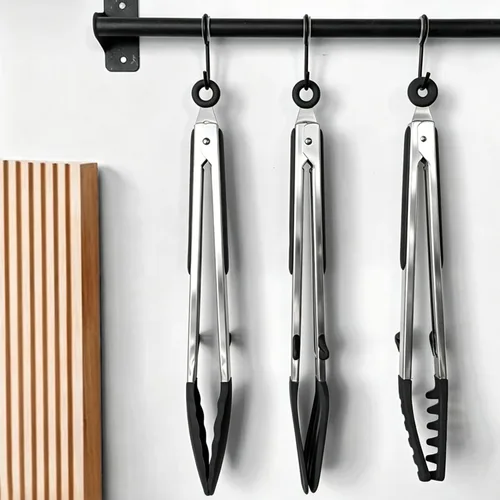 Miniatura 12 de Pinzas de cocina, pinzas de 9 pulgadas para cocinar con puntas de silicona, pinzas de silicona pequeñas de grado alimenticio, mini pinzas