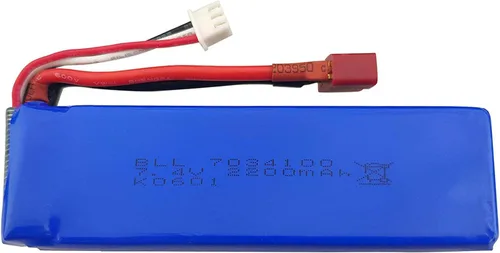Miniatura 3 de Batería de litio de 2 piezas de 7.4 V 2200 mAh con cargador 2 en 1 para WLtoys K949 10428 10428-A L202 RC control remoto de alta velocidad