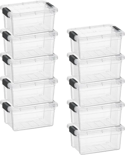 Miniatura 31 de Superio Cajas de almacenamiento transparentes con tapas, contenedores de plástico de 2.3 cuartos de galón para organizar, cajas apilables, sin BPA