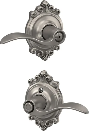 Miniatura 75 de SCHLAGE - Manija de puerta Accent con cerradura de paso libre para pasillo y armario en bronce antiguo - F10 ACC 716 Bronce Envejecido