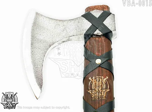 Miniatura 5 de Hacha vikinga hecha a mano – Hoja nórdica grabada con mango de madera, regalo único para hombres, coleccionistas, cosplay y decoración medieval