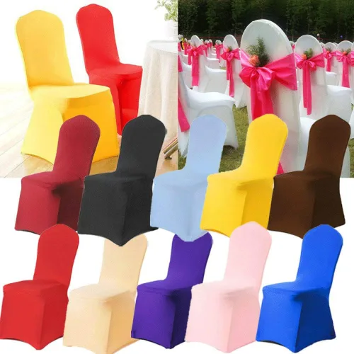 Miniatura 4 de Funda para silla de color sólido, funda elástica de elastano, para banquete de boda, fiesta, banquete, hotel, comedor, color blanco