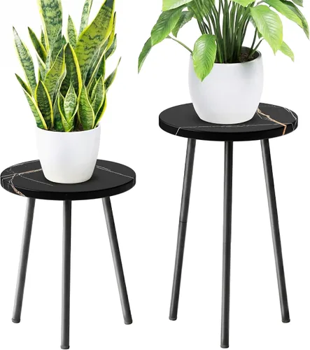 Miniatura 24 de Soporte alto para plantas de interior: soporte de esquina de madera para plantas, paquete de 2 unidades, decoración moderna de mediados de siglo