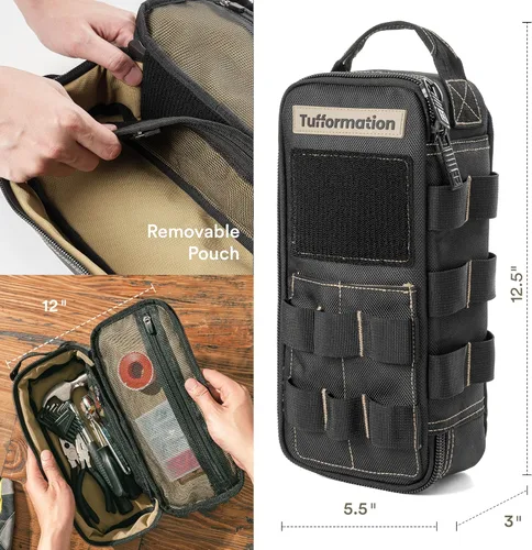 Miniatura 2 de Tufformation Bolsa Bolsillo de Herramientas Pequeña de Servicio Pesado, Estuche Organizador de Utilidad Portátil con Cremallera y Asa. Perfecto