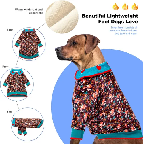 Miniatura 2 de LovinPet Ropa para Perros Grandes – Tela de Franela Cálida Menagerie Birch Berenjena Ropa para Perros, Suéter Actualizado para Perros, Abrigo