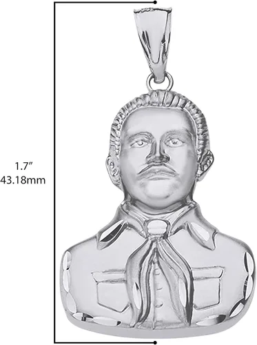 Miniatura 3 de .925 Sterling Silver Jesus Malverde Portrait Pendant - Choose Pendant Only or Necklace with 16-22 Chain