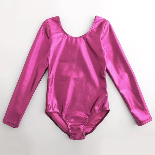 Miniatura 5 de AFAVOM Leotardos de gimnasia para niñas, leotardos de manga larga para niñas, brillantes y brillantes, para gimnasia, traje de ballet y danza