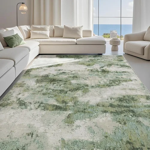 Miniatura 55 de Carvapet 9x12 Alfombras grandes para sala de estar y dormitorio, alfombra moderna lavable azul de pelo bajo con respaldo de goma, plegable, alfombra