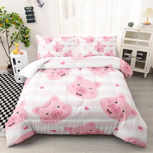 Miniatura 12 de AILONEN Lindo juego de edredón de oso tamaño individual, juego de ropa de cama Kawaii de oso de peluche marrón para niños y niñas, edredón suave