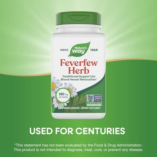 Miniatura 4 de Nature's Way Hierba matricaria, apoyo tradicional para la relajación de los vasos sanguíneos*, 380 mg por porción, proyecto verificado sin OMG, 100