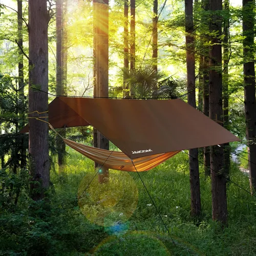 Miniatura 6 de JAICOM Lona Impermeable para Acampar - Toldo para Lluvia de Hamaca de 10X10 pies, Ultraligera y Portátil con Protección UV, Lona para Mochilero