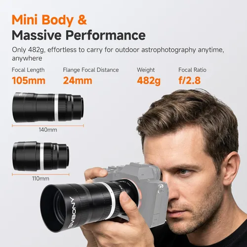 Miniatura 5 de SVBONY Lente de cámara Astro SV535 con adaptador de montaje RF compatible con cámara sin espejo Canon, lente de teleobjetivo F2.8, longitud focal