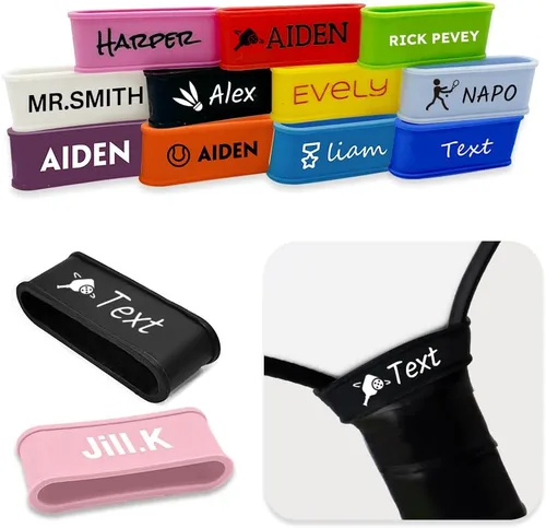 Bandas de nombre personalizadas para paletas | Paleta de silicona personalizada con tu texto | Regalo único para los amantes del pickleball