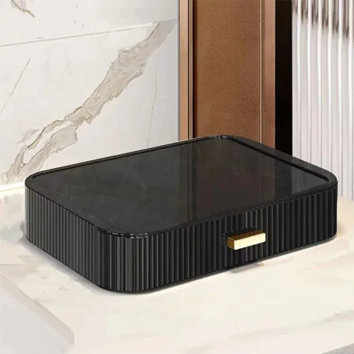 Miniatura 15 de Cajón organizador apilable de plástico transparente Organiza paletas de sombras de ojos, cosméticos y suministros de belleza en un tocador