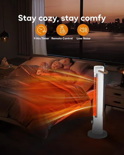 Miniatura 3 de Calentador de patio para uso en exteriores, calentador eléctrico infrarrojo para exteriores, calefacción instantánea de 1500 W, oscilación de 60