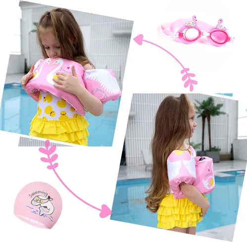 Miniatura 6 de Chaleco de natación para niños y niñas de 22 a 66 libras - Chaleco de natación, chaquetas, flotadores, flotadores de brazo, compañero de rosado Swan