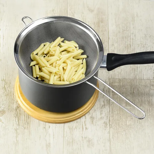 Miniatura 3 de YBM HOME Colador de malla fina de acero inoxidable con mango para enjuagar granos, frijoles y frutas de arroz, 2.5 pulgadas