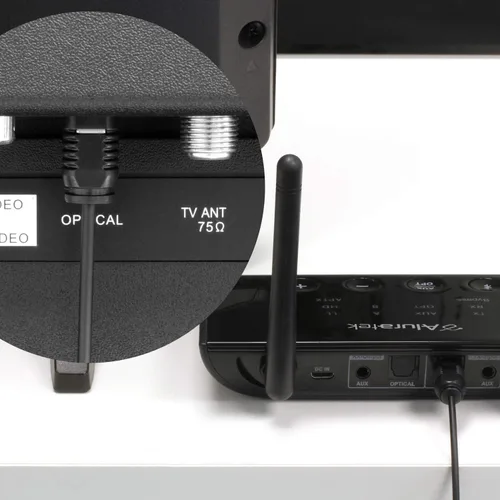 Miniatura 5 de Aluratek Receptor y transmisor de audio Bluetooth con baja latencia, antena dual, soporte de hasta 100 pies de alcance inalámbrico desde TV a