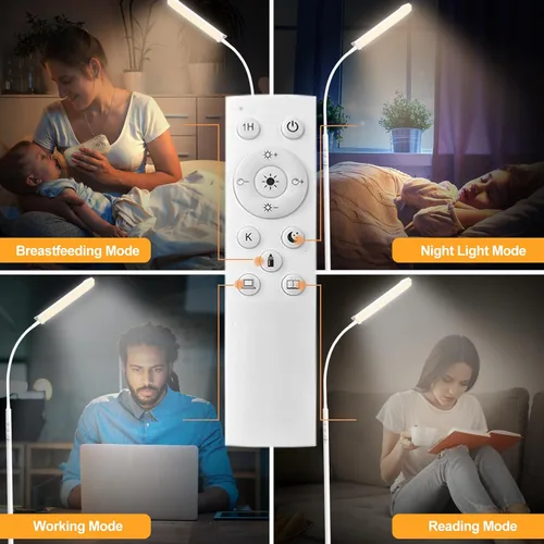 Miniatura 7 de Marctronic Lámpara de pie blanca, lámpara de pie LED brillante de 18W 1800LM para sala de estar dormitorio, lámpara de pie regulable con Blanco